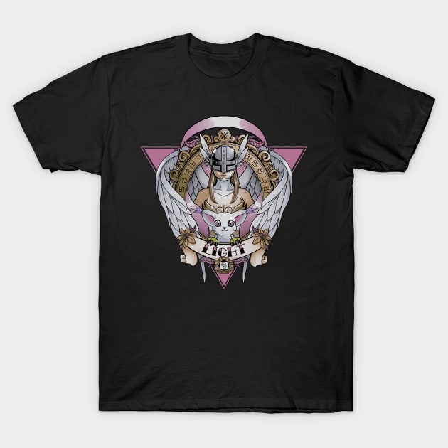 Digimon of light Angewomon - Angel wings - Cat Gatomon Tattoo T-Shirt by Typhoonic